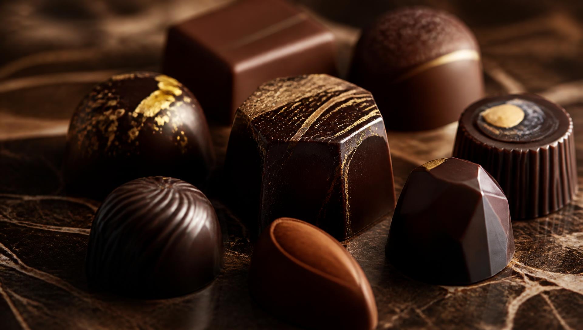 Assortiment de chocolats artisanaux Bernadotte relevés de feuille d'or